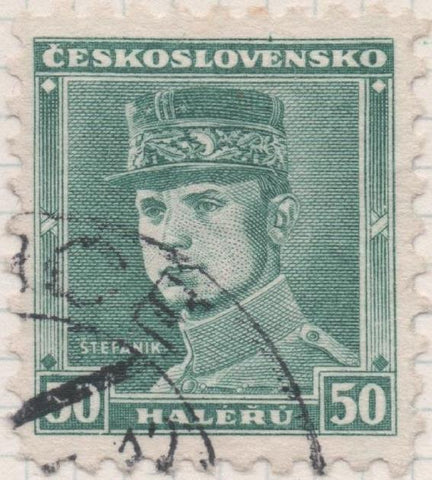 Sello E00171: hoja 15, Checoslovaquia: Sello Verde azulado dentado. Stefanik, 50 Hleru