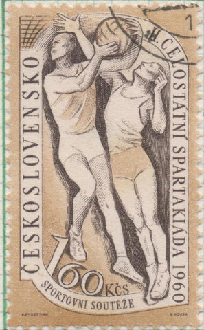 Sello E00935: hoja 63, Checoslovaquia: Sello Beig dentado. 2ª Spartakiada. Baloncesto, 1,60 Koruna