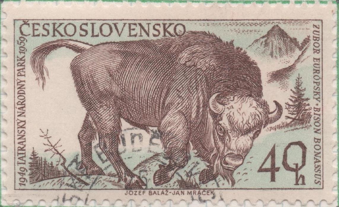 Sello E00914: hoja 62, Checoslovaquia: Sello Marron y azul dentado. 10º Aniversario del Parque Nacional del Monte Tatra, 40 Haleru