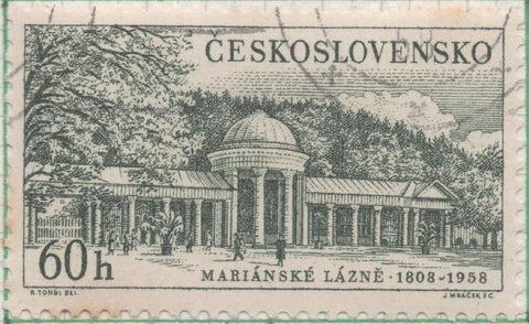 Sello E00842: hoja 57, Checoslovaquia: Sello Verde dentado. Villa y Balnearios, 60 Haleru