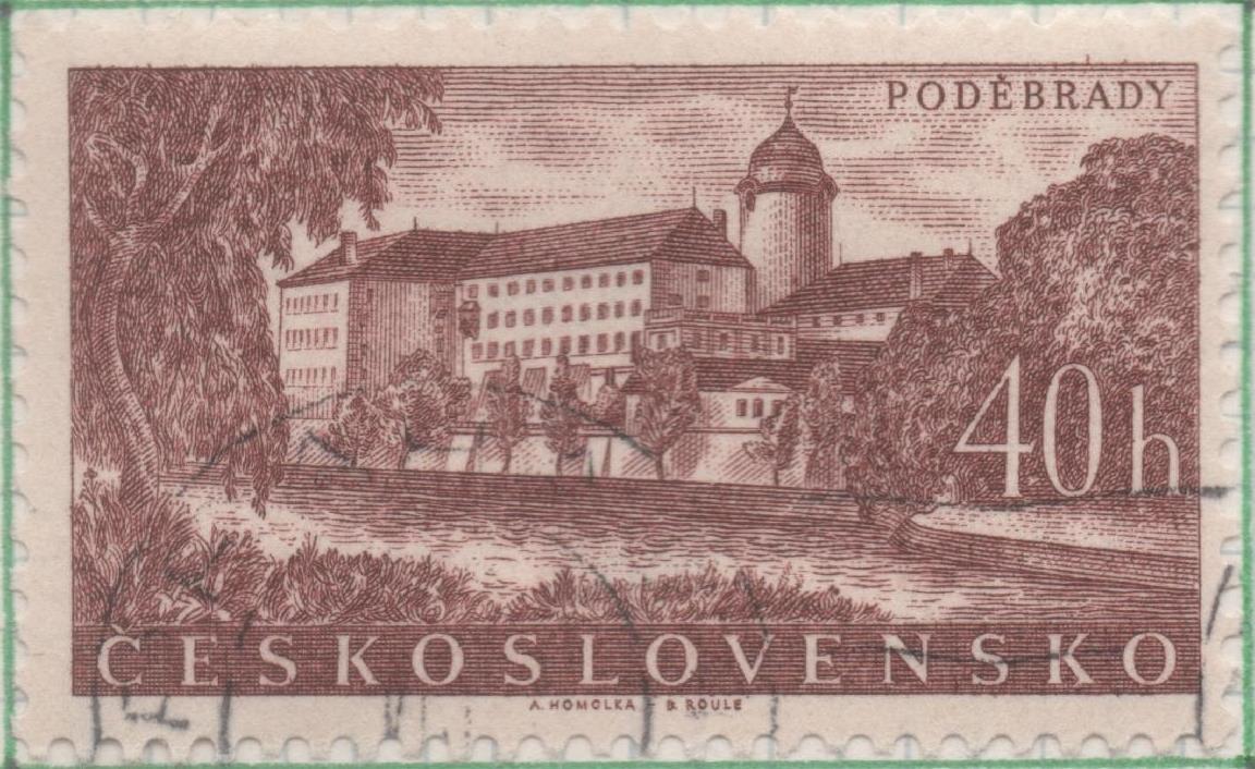 Sello E00841: hoja 57, Checoslovaquia: Sello Marron dentado. Villas y Balnearios, 40 Haleru