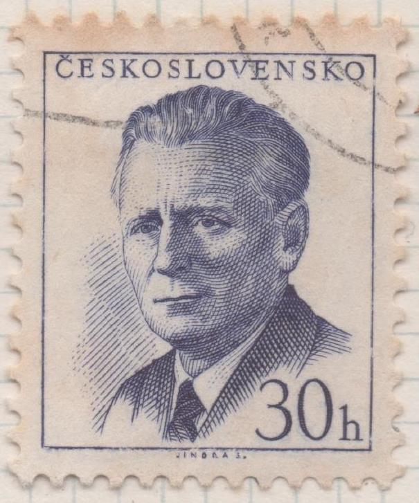 Sello E00836: hoja 57, Checoslovaquia: Sello Lila oscuro dentado. Pres. A, Novotny, 30 haleru