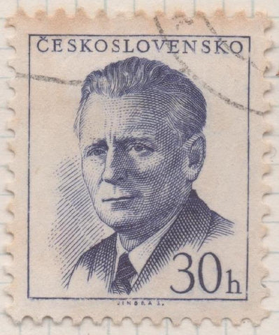 Sello E00836: hoja 57, Checoslovaquia: Sello Lila oscuro dentado. Pres. A, Novotny, 30 haleru