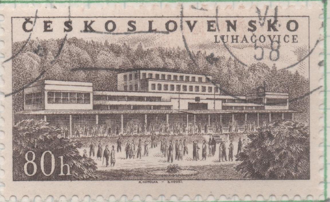 Sello E00843: hoja 57, Checoslovaquia: Sello Marron dentado. Villas y Balnearios, 80 Haleru