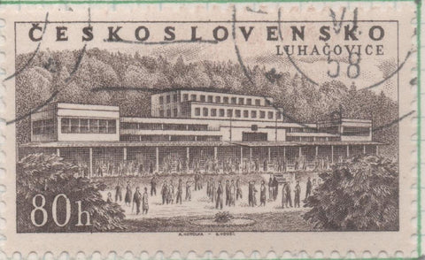 Sello E00843: hoja 57, Checoslovaquia: Sello Marron dentado. Villas y Balnearios, 80 Haleru