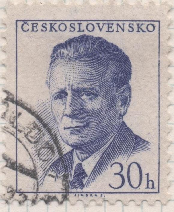 Sello E00874: hoja 59, Checoslovaquia: Sello Violeta oscuro dentado. Pres. Novotny, 30 Haleru