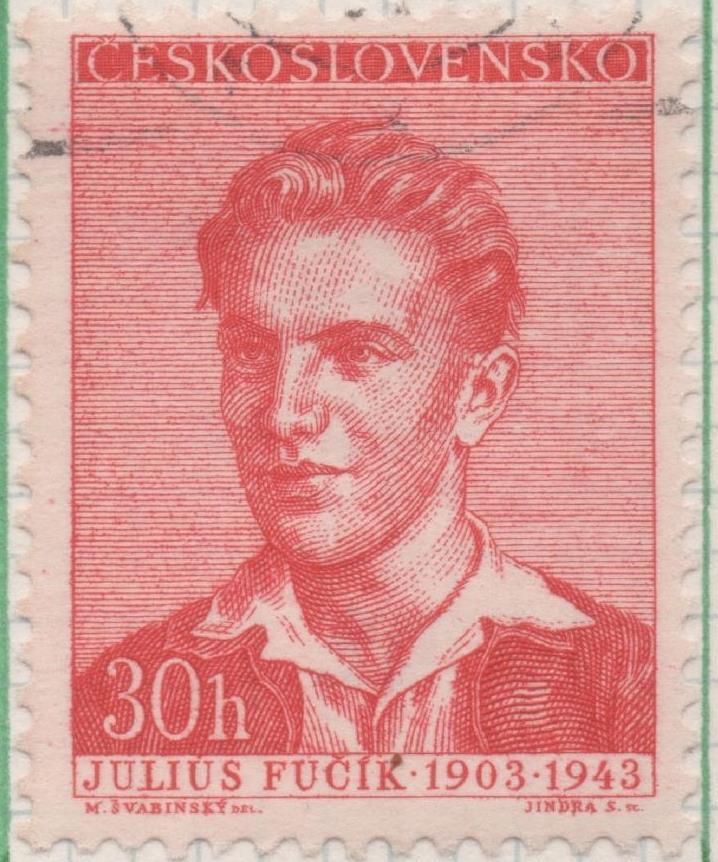 Sello E00870: hoja 59, Checoslovaquia: Sello Rojo claro dentado. Escritores. Julius Fučík, 30 Haleru