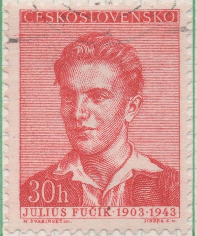 Sello E00870: hoja 59, Checoslovaquia: Sello Rojo claro dentado. Escritores. Julius Fučík, 30 Haleru