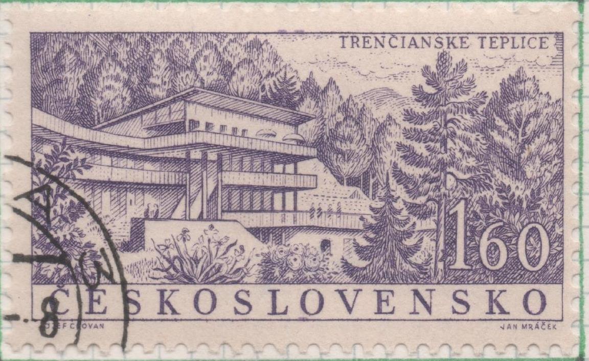 Sello E00845: hoja 57, Checoslovaquia: Sello Lila dentado. Villas y Balnearios, 1,60 Koruna