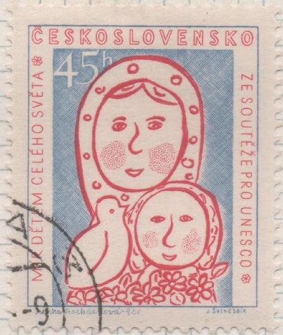 Sello E00852: hoja 58, Checoslovaquia: Sello Multicolor dentado. UNESCO, 45 Haleru
