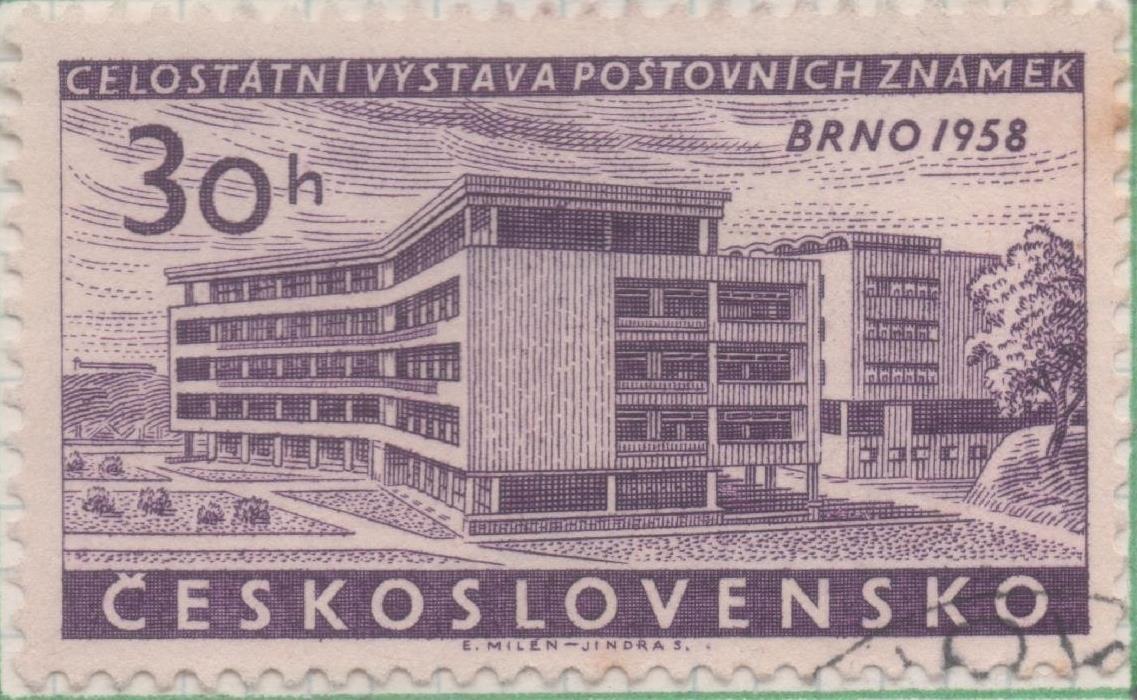 Sello E00847: hoja 57, Checoslovaquia: Sello Violeta dentado. Exp Filatélica Nacional de Brno, 30 Haleru