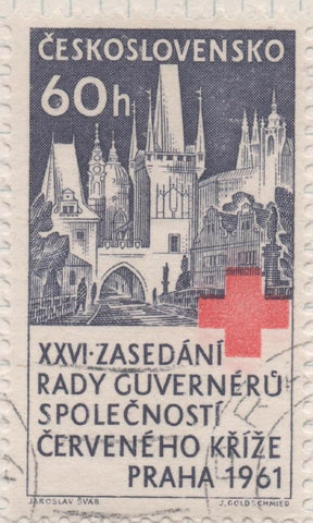 Sello E01041: hoja 69, Checoslovaquia: Sello Violeta y rojo dentado. 26 Congreso de la Cruz Roja, 60 Haleru