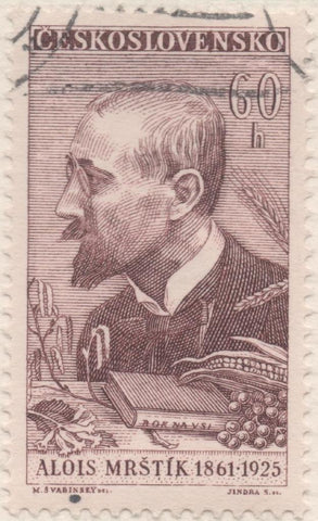 Sello E01017: hoja 67, Checoslovaquia: Sello Marron dentado. Aniversarios Culturales. Alois Mrštík, 60 Haleru