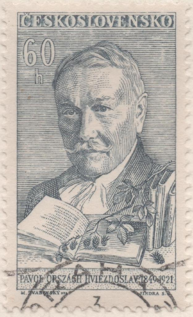 Sello E01016: hoja 67, Checoslovaquia: Sello Azul grisaceo dentado. Aniversarios Culturales. Pavol Országh Hviezdoslav, 60 Haleru