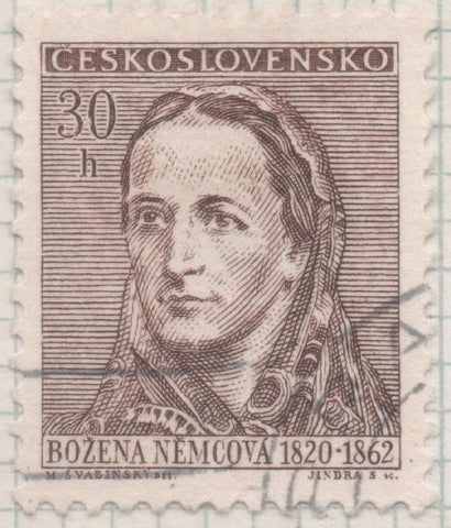 Sello E01067: hoja 70, Checoslovaquia: Sello Maron dentado. Grandes aniversarios. Božena Němcová, 30 Haleru