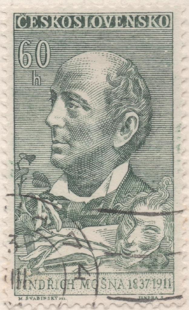 Sello E01014: hoja 67, Checoslovaquia: Sello Verde dentdo. Aniversarios Culturales. Jindrich Mosna, 60 Haleru