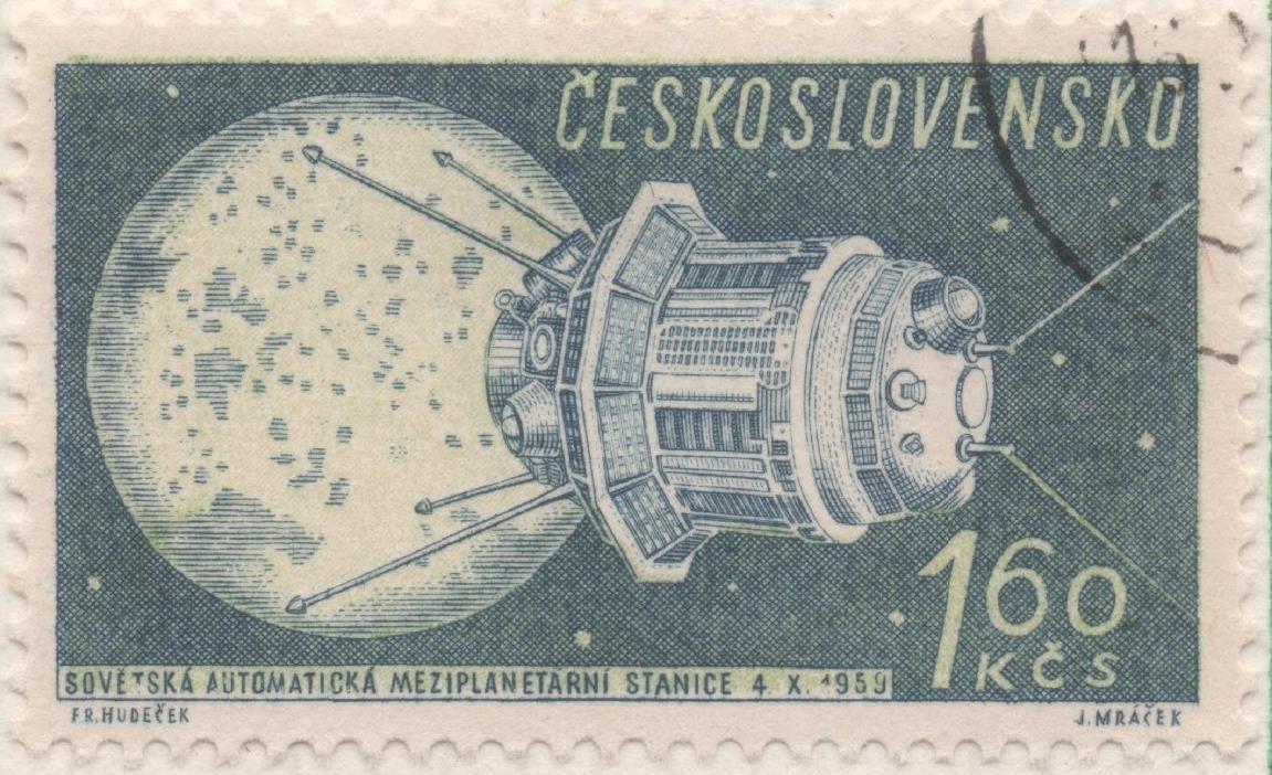 Sello E01012: hoja 67, Checoslovaquia: Sello Verde dentado. Exploración del Espacio. Lunik 3 y Luna, 1,60 Koruna