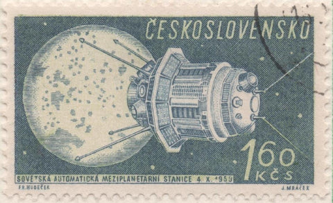Sello E01012: hoja 67, Checoslovaquia: Sello Verde dentado. Exploración del Espacio. Lunik 3 y Luna, 1,60 Koruna