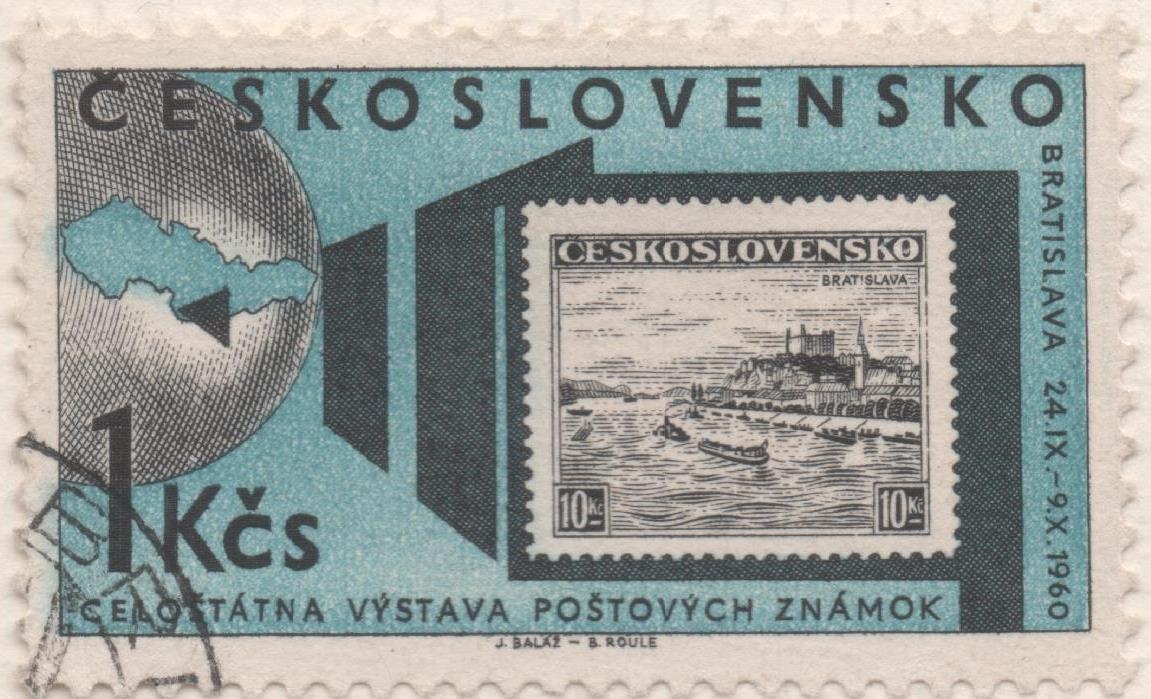 Sello E00969: hoja 65, Checoslovaquia: Sello Azul dentado. Exposción Filatelica Nacional, 1 Koruna