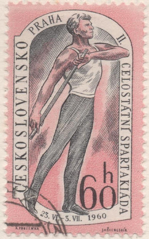 Sello E00963: hoja 65, Checoslovaquia: Sello Ros y gris dentado. 2ª Spartakiada Nacional (2ª serie), 60 Haleru