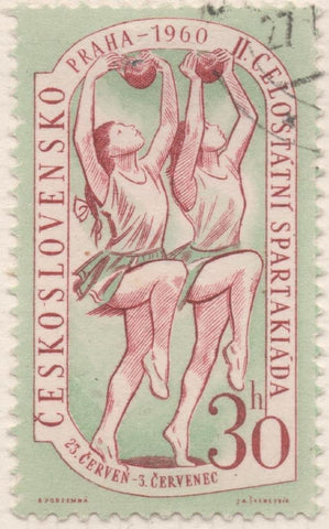 Sello E00962: hoja 65, Checoslovaquia: Sello Azul y rosa dentado. 2ª Spartakiada Nacional (2ª serie), 30 Haleru