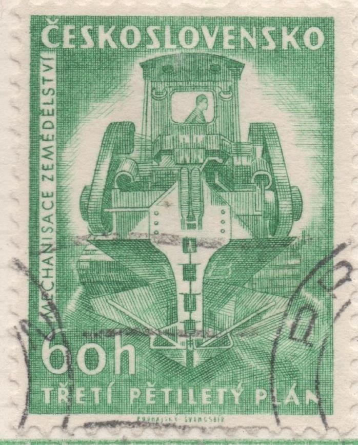 Sello E01000: hoja 67, Checoslovaquia: Sello Verde dentado. 3er Plan Quinquenal. 60 Haleru