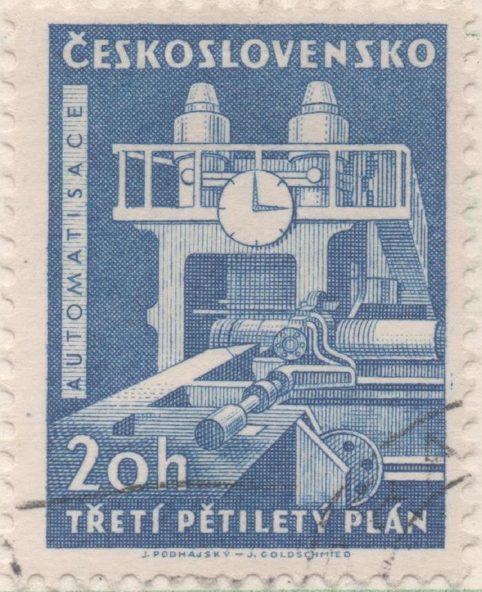 Sello E00998: hoja 67, Checoslovaquia: Sello Azul dentado. 3er Plan Quinquenal, 20 Haleru