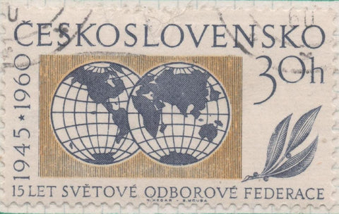 Sello E00988: hoja 66, Checoslovaquia: Sello Amarillo y negro dentado. Pajaros acuaticos. Anser anser, 1 Koruna