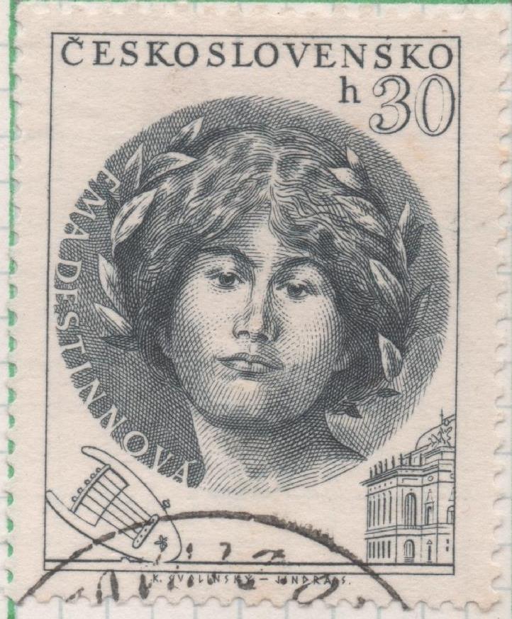 Sello E00638: hoja 44,Checoslovaquia: Sello Gris oscuro dentado. 70 Aniv del Teatro Nacional de Praga, 30 Haleru