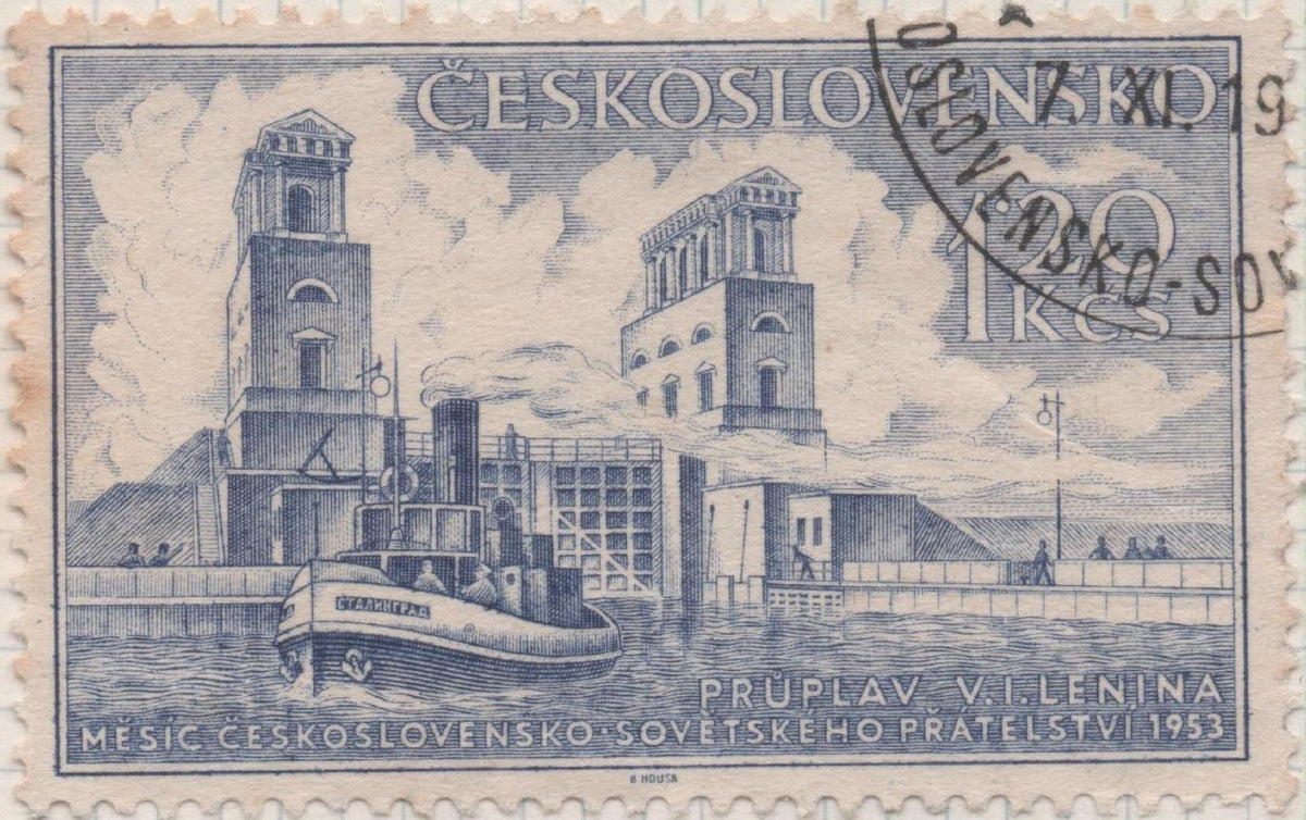 Sello E00637: hoja 43, Checoslovaquia: Sello Azul dentado. Amistad Checo-Sovietica, 1,20 Koruny