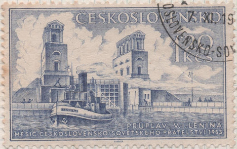 Sello E00637: hoja 43, Checoslovaquia: Sello Azul dentado. Amistad Checo-Sovietica, 1,20 Koruny