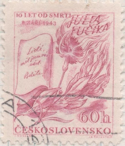 Sello E00630: hoja 43, Checoslovaquia: Sello Rosa dentado. Aniv. Julius Fucik, 60 Haleru