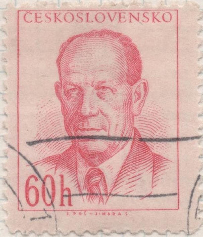 Sello E00627: hoja 43, Checoslovaquia: Sello Rosa oscuro dentado. Pres. Zapotocky, 60 Haleru
