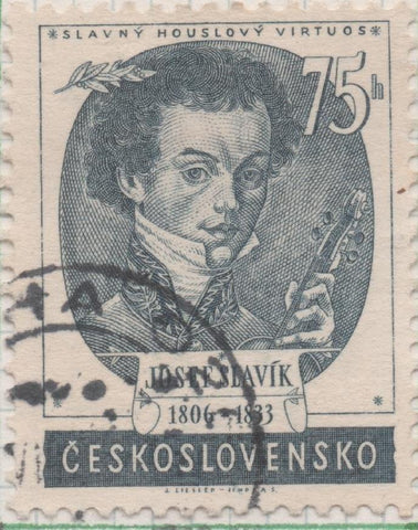 Sello E00624: hoja 43, Checoslovaquia: Sello Gris dentado. Festivl intenacional de Música de  Praga, 75 Haleru