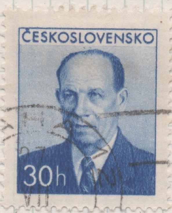 Sello E00622: hoja 43, Checoslovaquia: Sello Azul dentado. Pres. Zapotocky, 30 Haleru