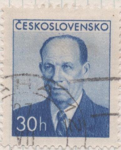 Sello E00622: hoja 43, Checoslovaquia: Sello Azul dentado. Pres. Zapotocky, 30 Haleru