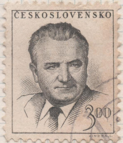 Sello E00621: hoja 42, Checoslovaquia:Sello Gris dentado. Presidente Gottwald, 3 Koruny