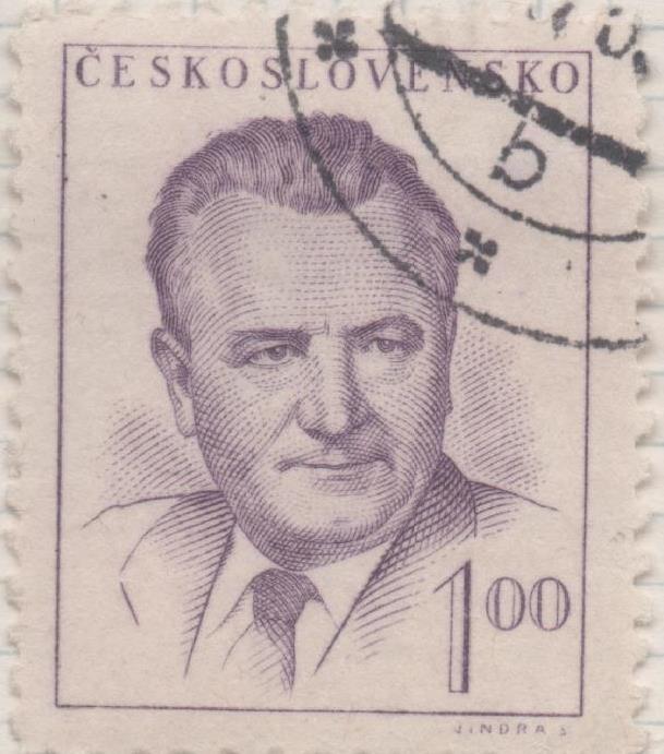 Sello E00620: hoja 42, Checoslovaquia: Sello Lila dentado. Presidente Gottwald, 1 Koruna