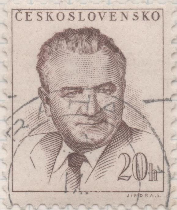 Sello E00619: hoja 42, Checoslovaquia: Sello Marron claro dentado. Presidente Gotywald, 20 Haleru