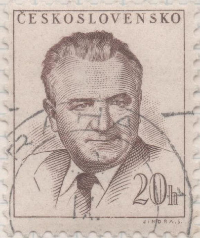 Sello E00619: hoja 42, Checoslovaquia: Sello Marron claro dentado. Presidente Gotywald, 20 Haleru