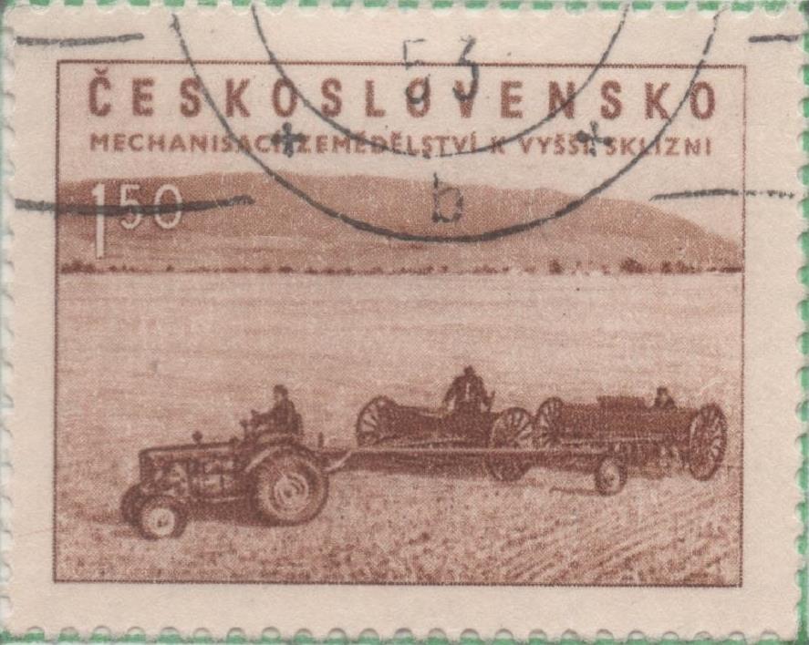 Sello E00618: hoja 42,Checoslovaquia: Sello Marron dentado. A favor de la Agricultura 1,50 Koruna