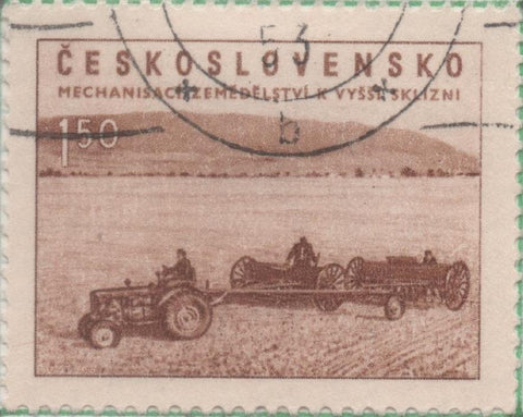 Sello E00618: hoja 42,Checoslovaquia: Sello Marron dentado. A favor de la Agricultura 1,50 Koruna