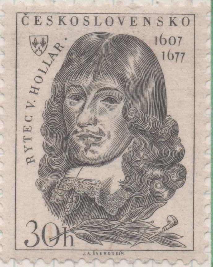 Sello E00640: hoja 44, Checoslovaquia: Sello Gris dentado. Vaclav Hollar, 30 Haleru