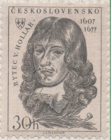 Sello E00640: hoja 44, Checoslovaquia: Sello Gris dentado. Vaclav Hollar, 30 Haleru