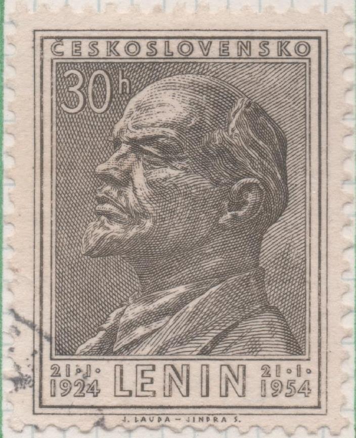 Sello E00641: hoja 44, Checoslovaquia: Sello Gris dentado. 30 Aniv de la muerte de Lenin, 30 Haleru