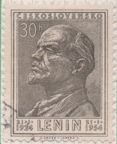 Sello E00641: hoja 44, Checoslovaquia: Sello Gris dentado. 30 Aniv de la muerte de Lenin, 30 Haleru