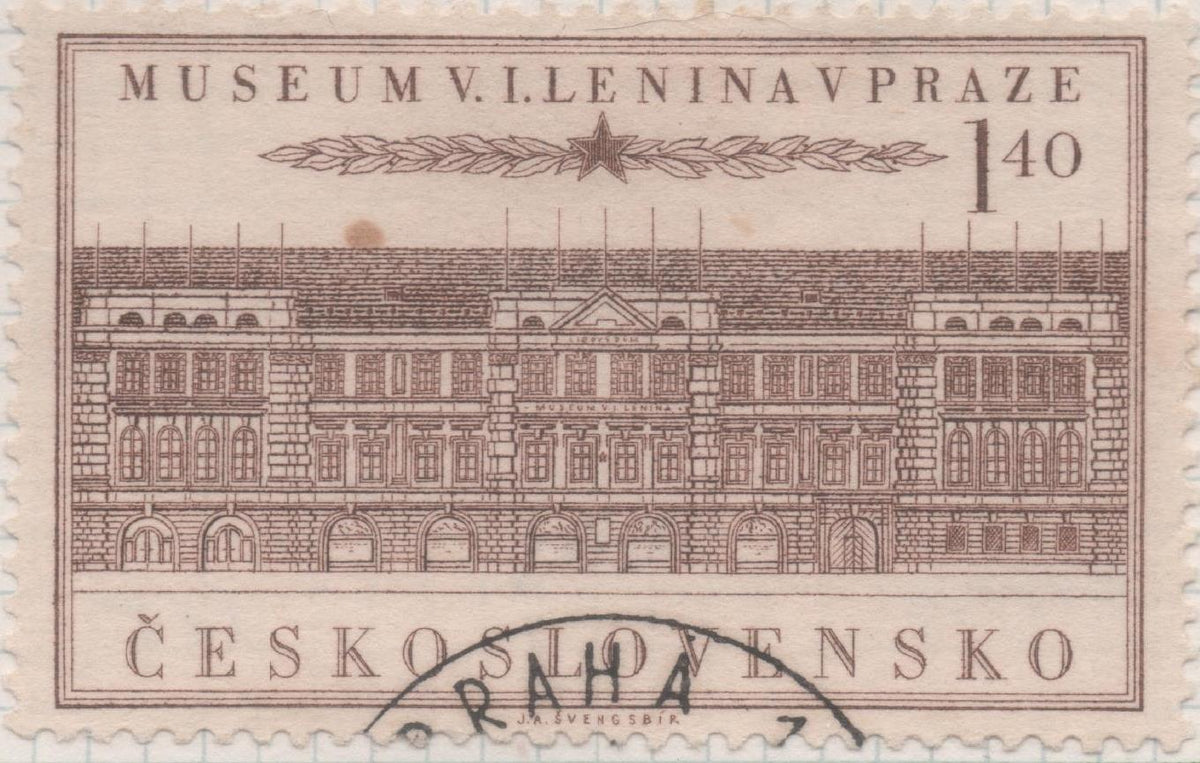 Sello E00642: hoja 44, Checoslovaquia: Sello Marron dentado. 30 Aniv de la muerte de Lenin, 1,40 Koruna