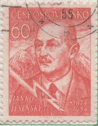Sello E00670: hoja 46, Checoslovaquia: Sello Rojo dentado. Poetas Nacionales. Janko Jesensky, 60 Haleru