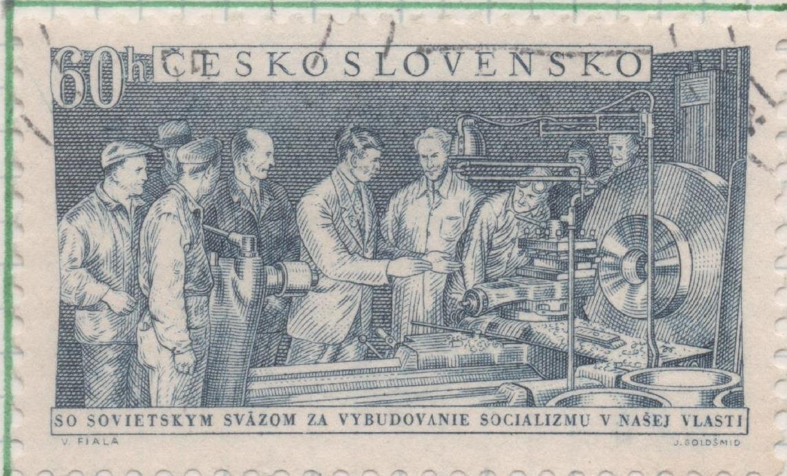 Sello E00667: hoja 46, Checoslovaquia: Sello Azul oscuro dentado. Amistad Checoslovaco-Sovietico, 60 Haleru