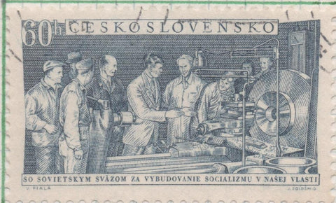 Sello E00667: hoja 46, Checoslovaquia: Sello Azul oscuro dentado. Amistad Checoslovaco-Sovietico, 60 Haleru